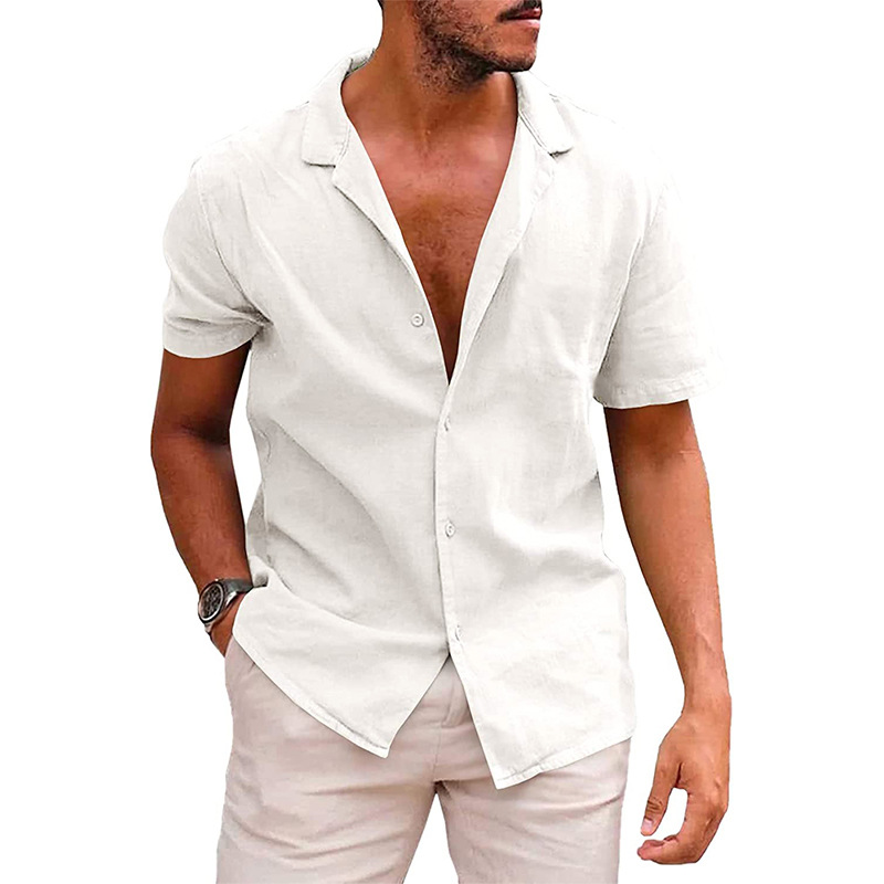 Men's Solid Color Simple Style Turndown Short Sleeve Regular Fit Men's Tops display picture 23