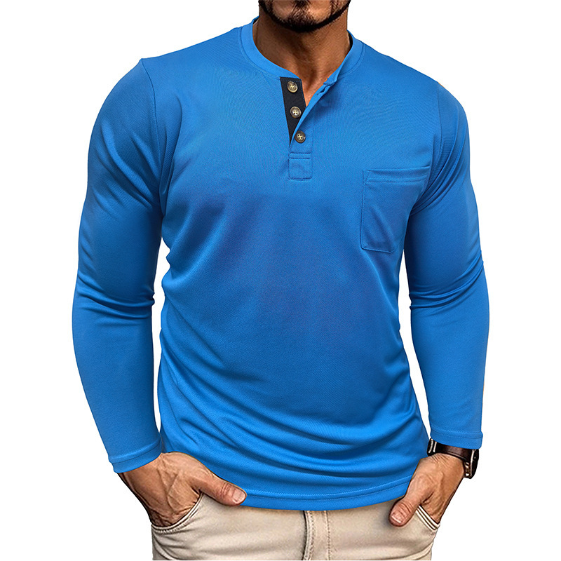 Autumn Men's Henry Shirt Long Sleeve T-shirt 透气凉爽外贸批|undefined