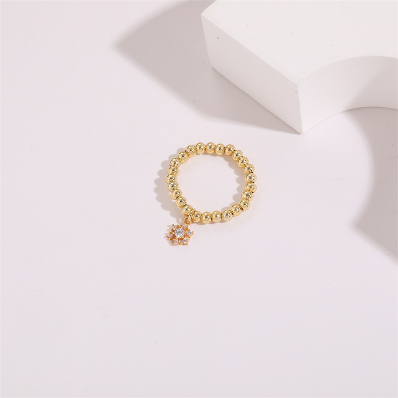 Fashion Flower Copper Plating Inlay Zircon Rings 1 Piece