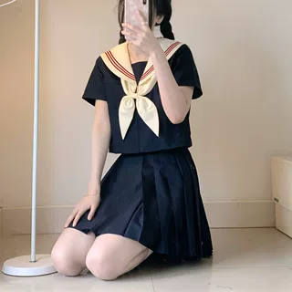 现货批发 绀三本正统jk制服裙套装基础款学院风校供中间水手服