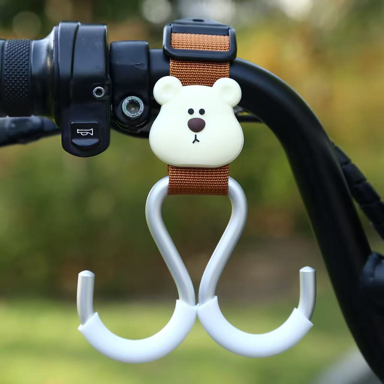 Brown - Webbing Aluminum Double Hook Short Style [Bread Bear]