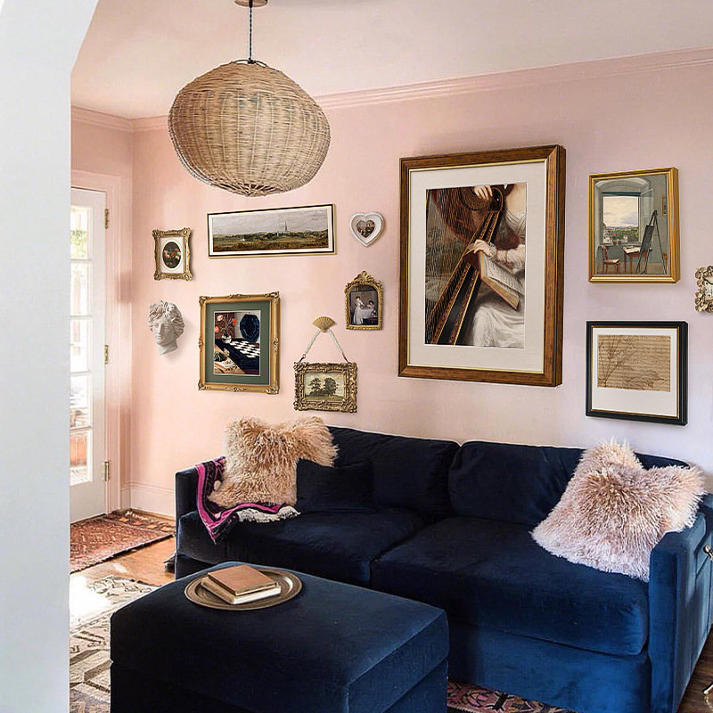 Meike Meijia Official Flagship Store European-style Niche Retro Living Room Decorative Painting American-style Light Luxury Art Mural Sofa