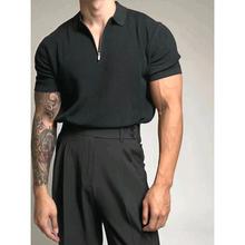 半拉链翻领polo针织衫男短袖宽松休闲t恤2025新款潮流百搭高级感