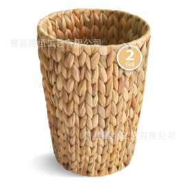 跨境葫芦草编织垃圾篓客厅装饰垃圾收纳桶卧室床边收纳筐脏衣篮
