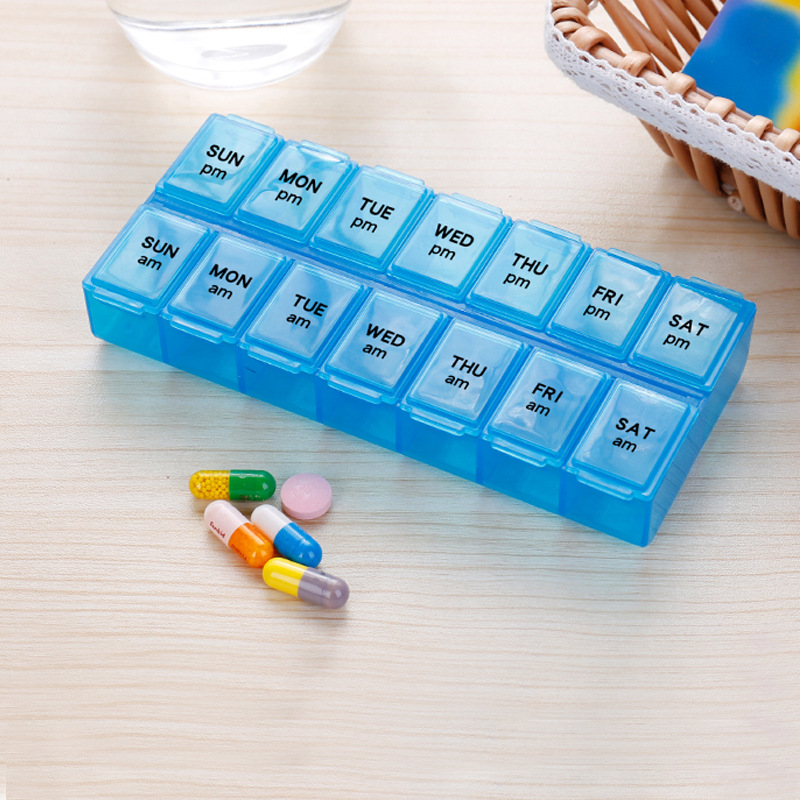 WSD-019: 一星期塑料药盒 上午 下午 一周药品收纳盒