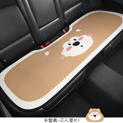 Seat cushion, seat cover: cover simple cartoon half-bag seat - s009-hello-shiba-inu-rear-row-long-cushion-yellow
