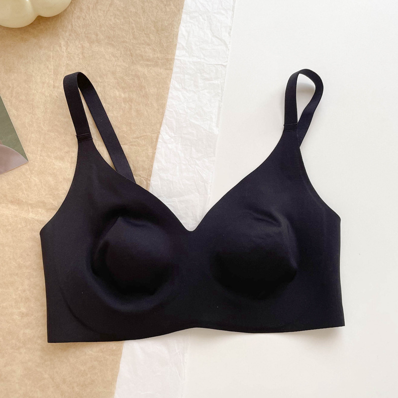 Ropa interior de anillo de acero de sensación desnuda de primavera y verano Sujetador de pecho de soporte suave delgado para mujeres