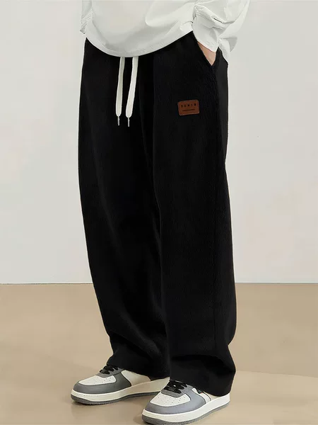Corduroy Heavy Straight-Leg Sweatpants Men's Autumn Trendy Brand Fashion Sports Loose Drape Casual Wide-Leg Pants
