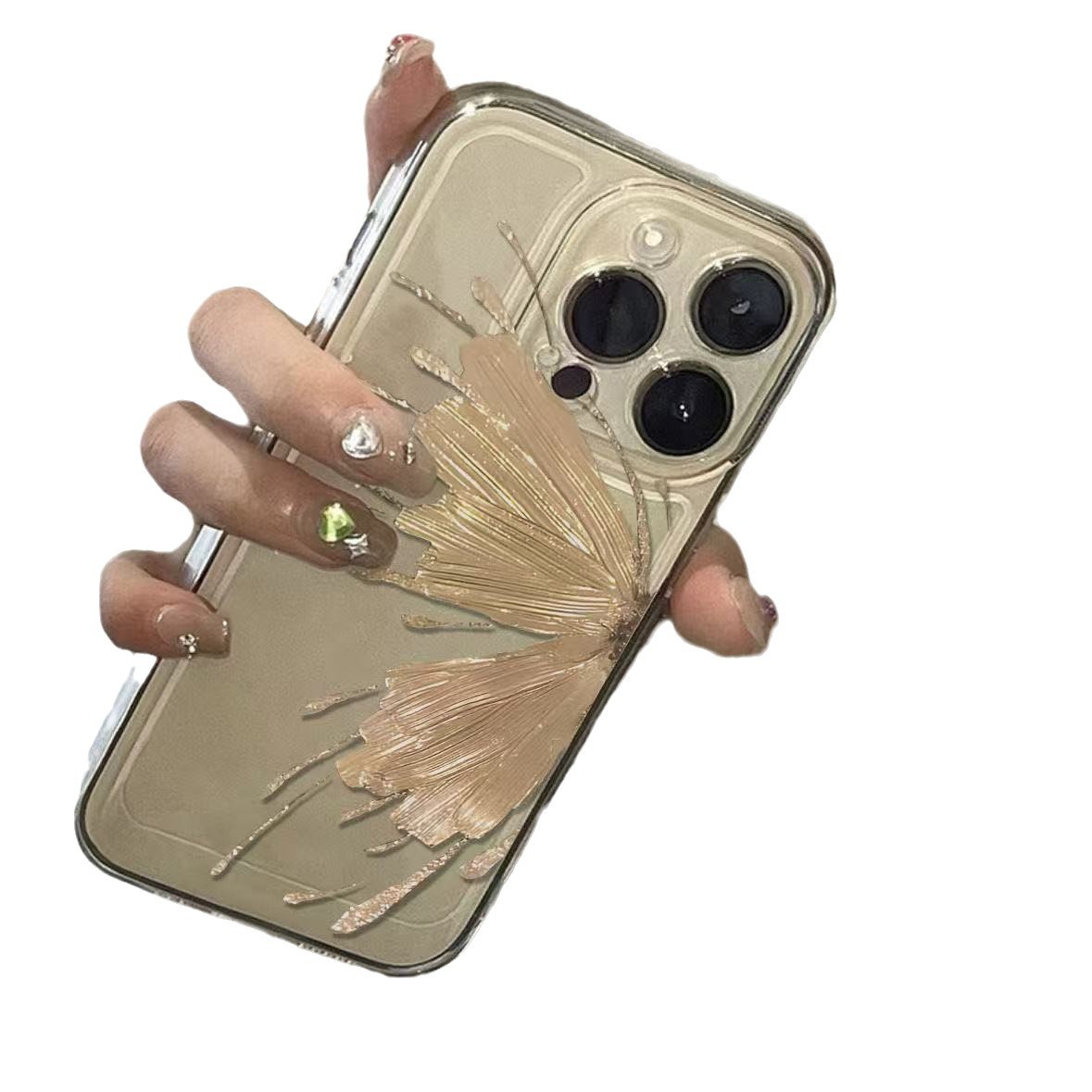 Golden Butterfly para iPhone 16pro funda para teléfono móvil Apple 15 anti-caída 14 Japón y Corea del Sur 13promax nuevo 12pro