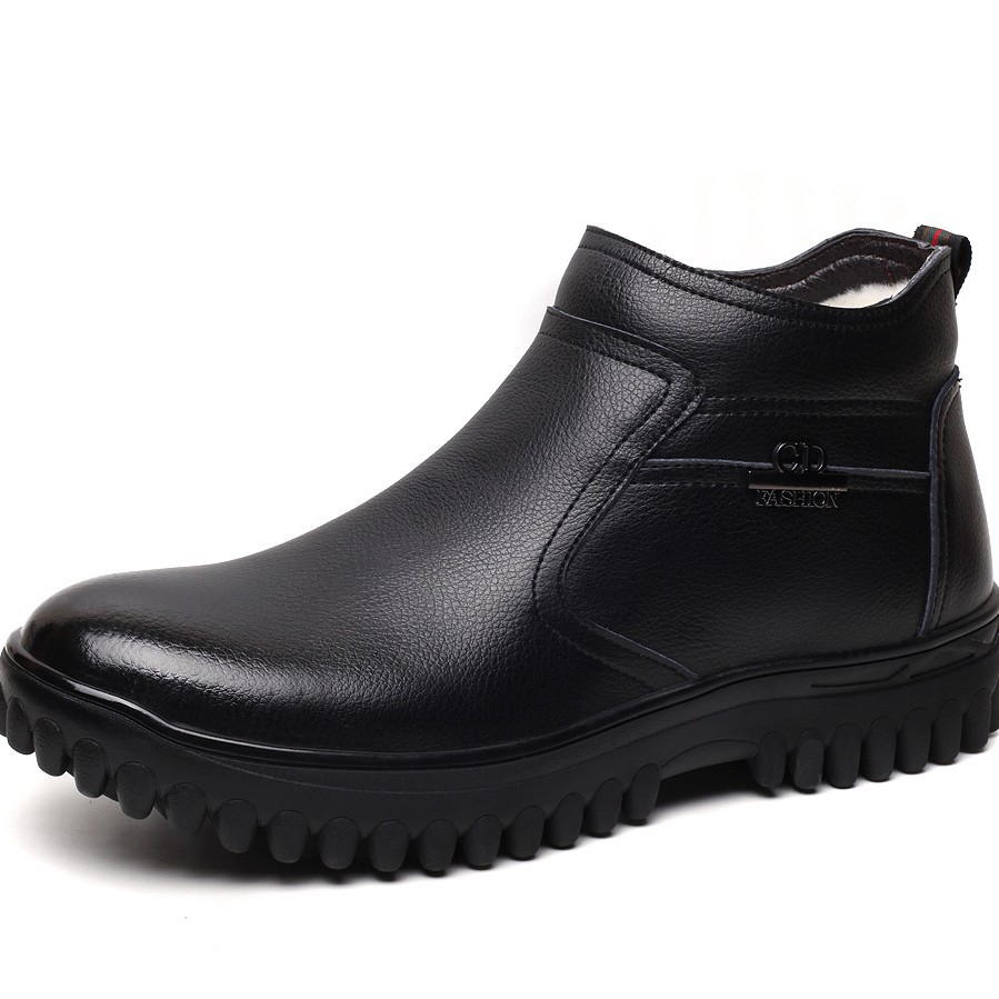 Tallas grandes de invierno Nuevos zapatos acolchados de algodón para hombres de lana zapatos de hombre cálidos con forro polar talla 47 zapatos de cuero de padre de mediana edad y edad avanzada