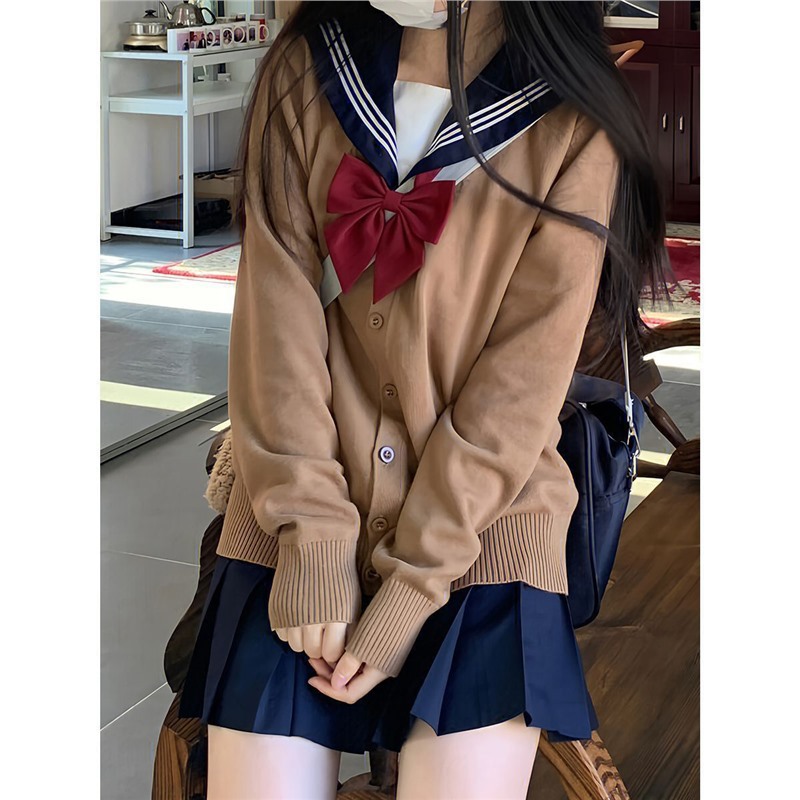 Japanese-Style Original Uniform Jk Sweater for Female Students Versatile Basic Cherry Blossom Girl Orthodox Knit Cardigan Jacket