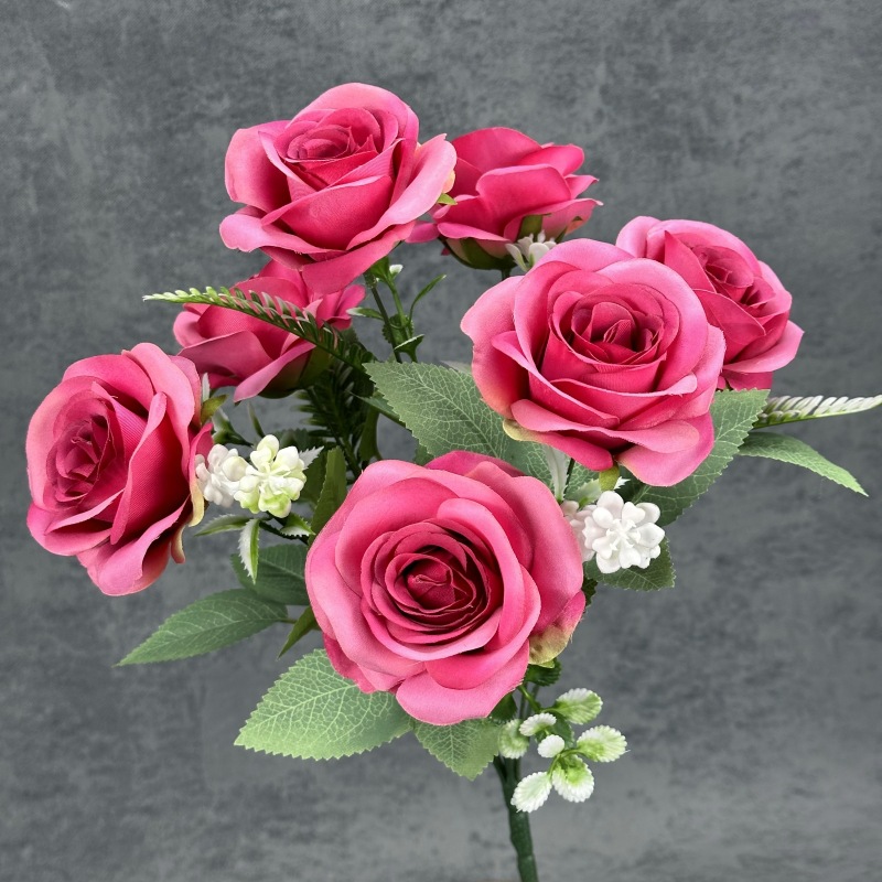 Simulación de 7 flores de rosas boda decoración del hogar decoración europea gran rosa transfronteriza decoración floral al por mayor