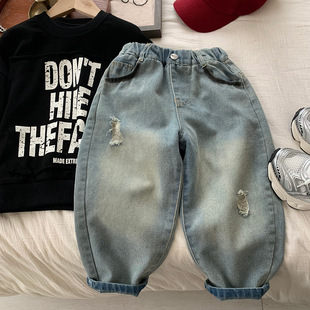 Children's Boy's Spring Denim Pants 2025 New Korean Spring and Autumn Children's Spring Casual Trousers