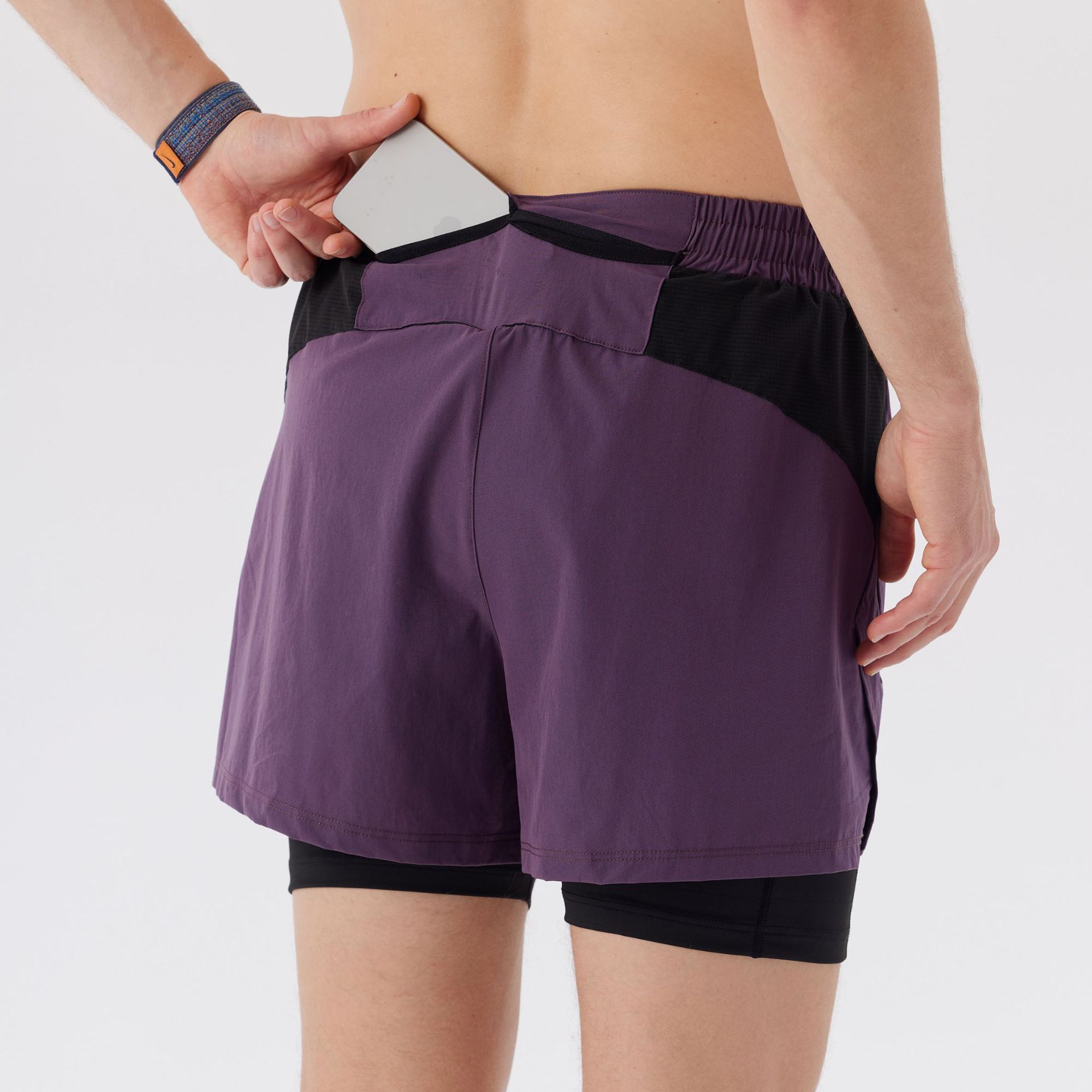 Pantalones cortos de correr para hombres de maratón rápido y seco pista y campo de tres puntos para revestimiento de pantalones de doble capa deportivo fitness puede poner el teléfono móvil