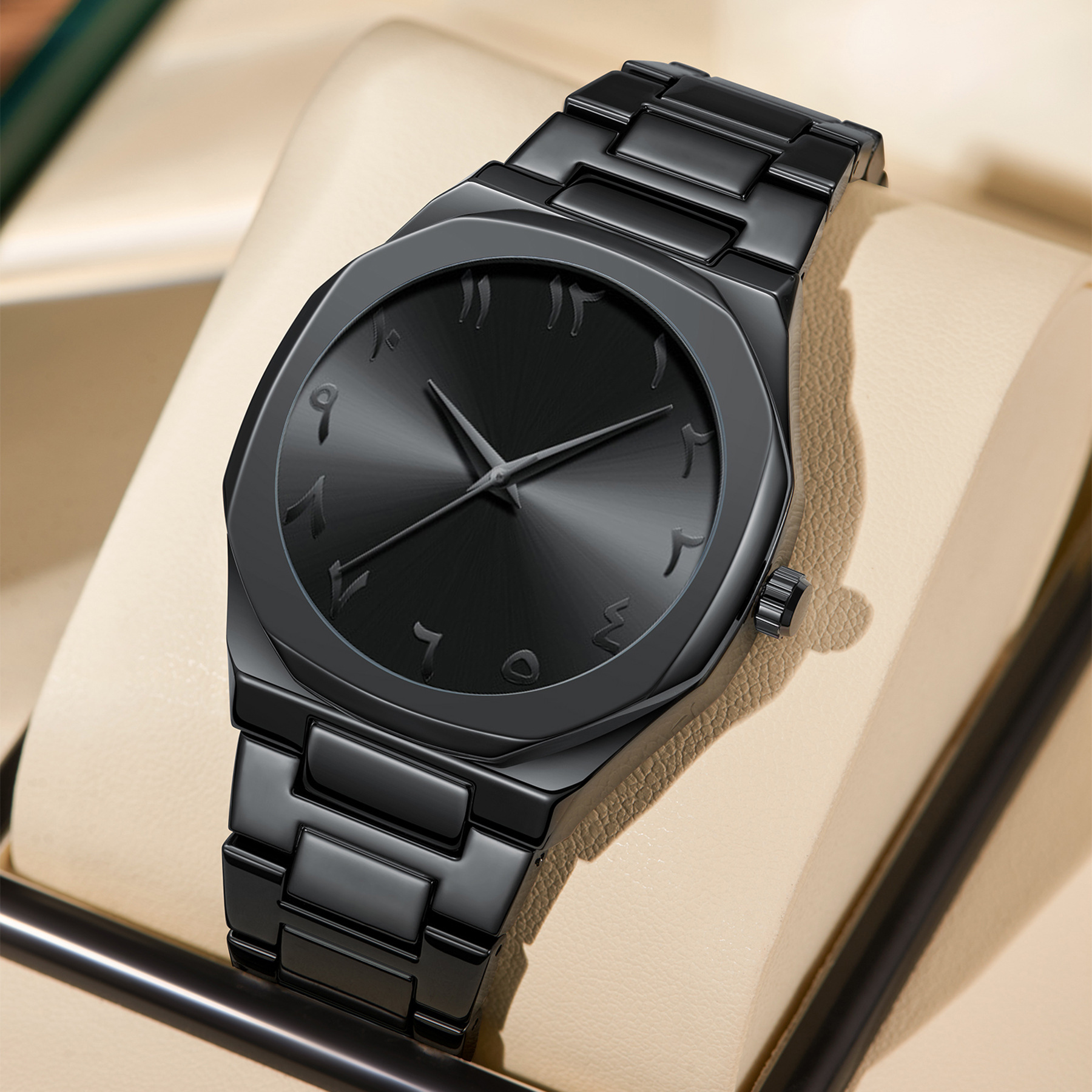 Foreign Trade Cross-Border Men's Watch Arabic Dial Alloy Steel Band High-End Waterproof Quartz Watch Factory Direct Sale