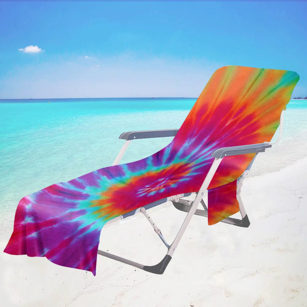 Галстук-окрашенный пляжный стул крышка кресло полотенце пляжное полотенце 3D цифровая печать микрофибры банное полотенце с карманом