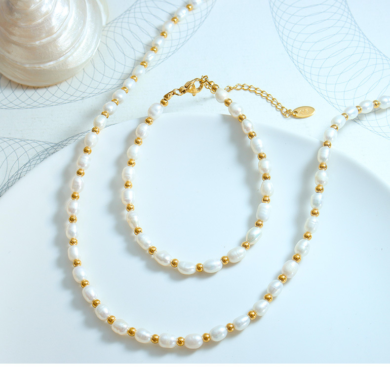 Simple Style Geometric Titanium Steel Beaded Bracelets Necklace