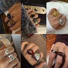 法式气质铜材质高级感拉丝面戒指 小众设计质感方形百搭气质指环