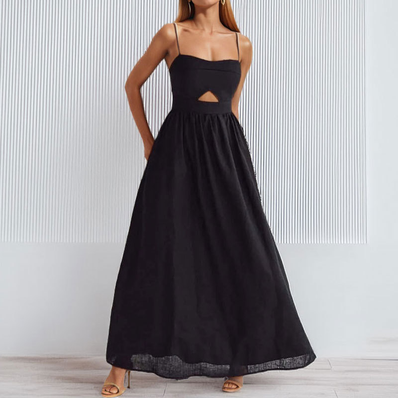 Regular Fit Fit Type Solid Color Pattern 2025 Spring and Summer Season Wholesale Women's Casual Elegant Simple Style Solid Color Solid Color Indoor Daily Date Collarless Sleeveless Strap Dress