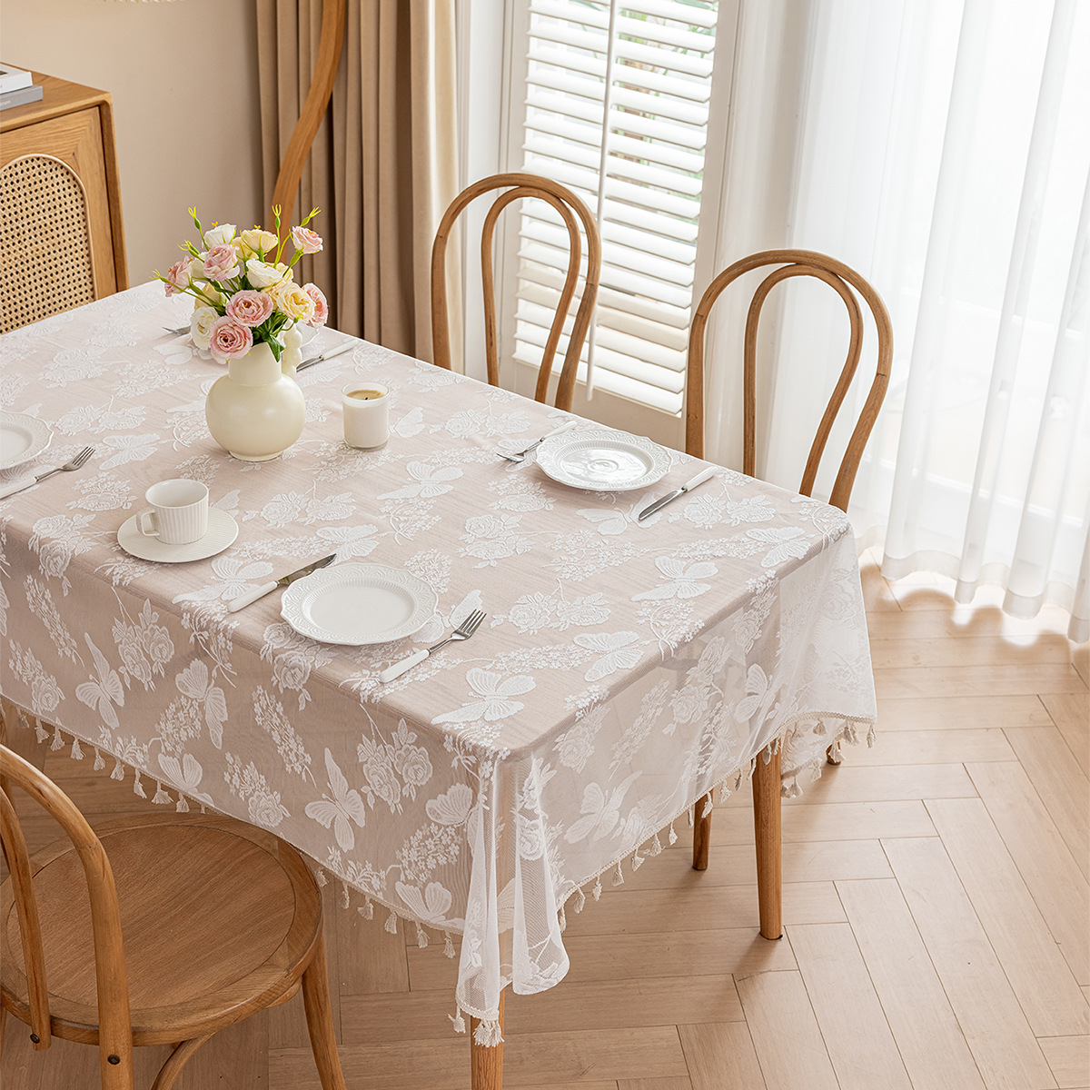 Transfronterizos nuevos tejidos de urdimbre tela de mesa de encaje lujoso de alta sensibilidad de decoración tela de mesa cubierta tela de mesa rectangular