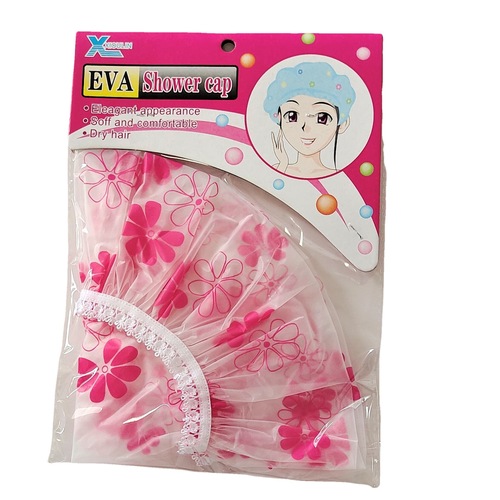 Factory Direct Sales PEVA Adult Ruffled Shower Cap Waterproof Makeup Hat Oilproof Dustproof Large Thick Cover Shower Cap
