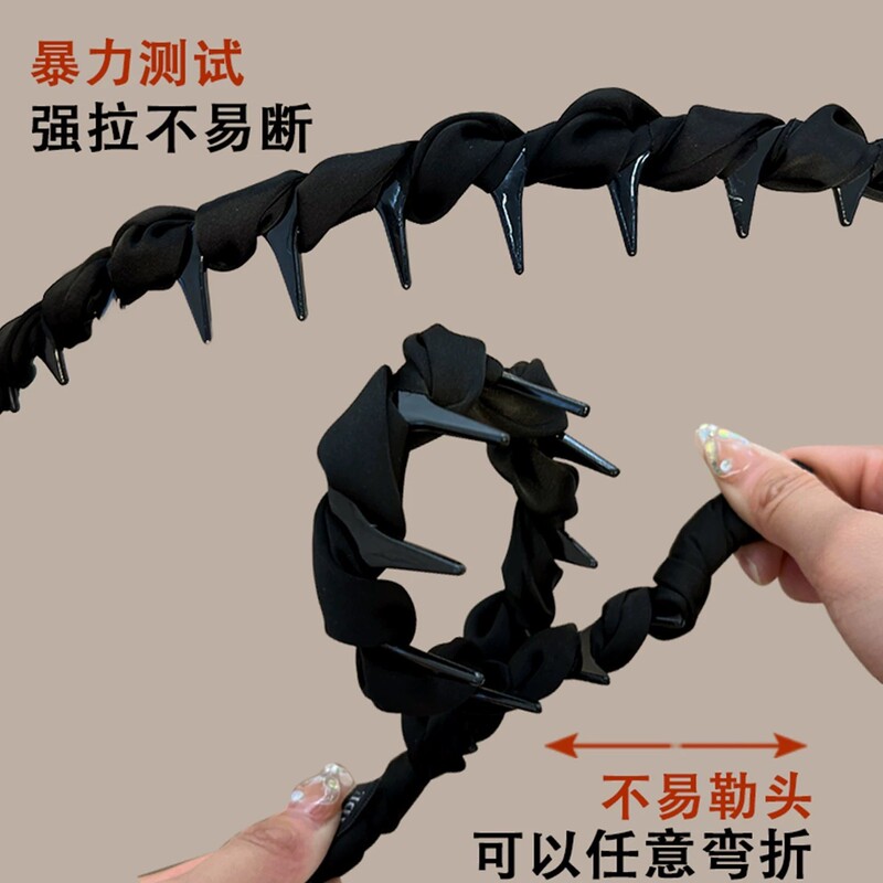 韩系缎面高颅顶发箍女款日常外戴洗脸头箍高级感带齿防滑压发头饰|undefined