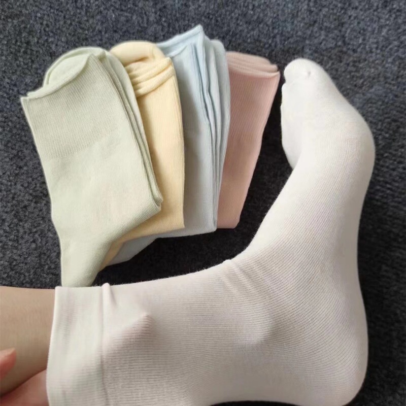 Xiaohongshu same style socks women's warm color anti-Pilling long-staple cotton mid-calf women's socks loose mouth confinement socks
