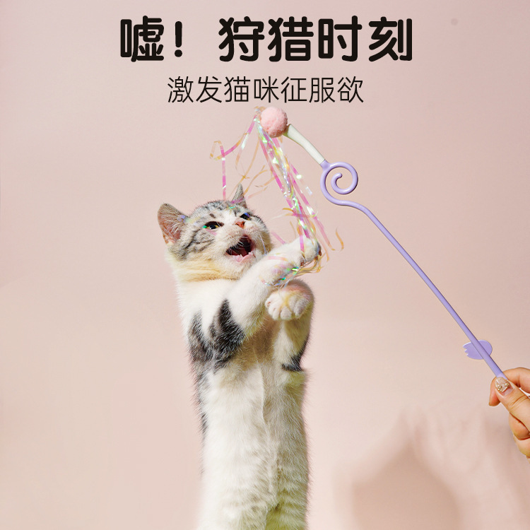 猫のおもちゃ、退屈を和らげる自作の猫じゃらし、羽根の長いロッド、噛みつきにくい子猫、エネルギーを消費する猫のおもちゃと用品|undefined