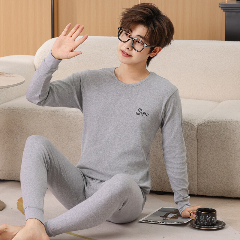 Pantalones de otoño para niños gordos para aumentar el peso pijamas para niños pijamas para niños mayores ropa interior cálida set de algodón