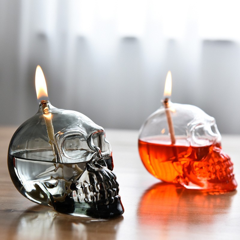 Cráneo creativo de hueso de cristal candelabro decoración nórdico romántico simple moderno hogar escritorio lámpara de mantequilla libre de humo
