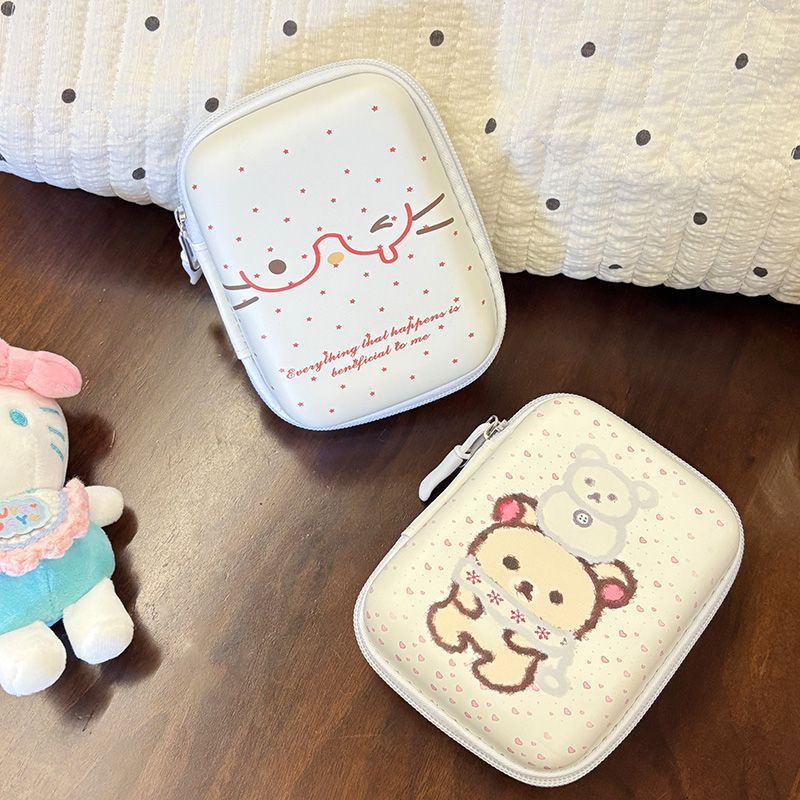 Cute Star Glasses Cat Ccd Storage Bag Camera Bag Large Capacity Portable Data Cable Bag for Girls When Going Out