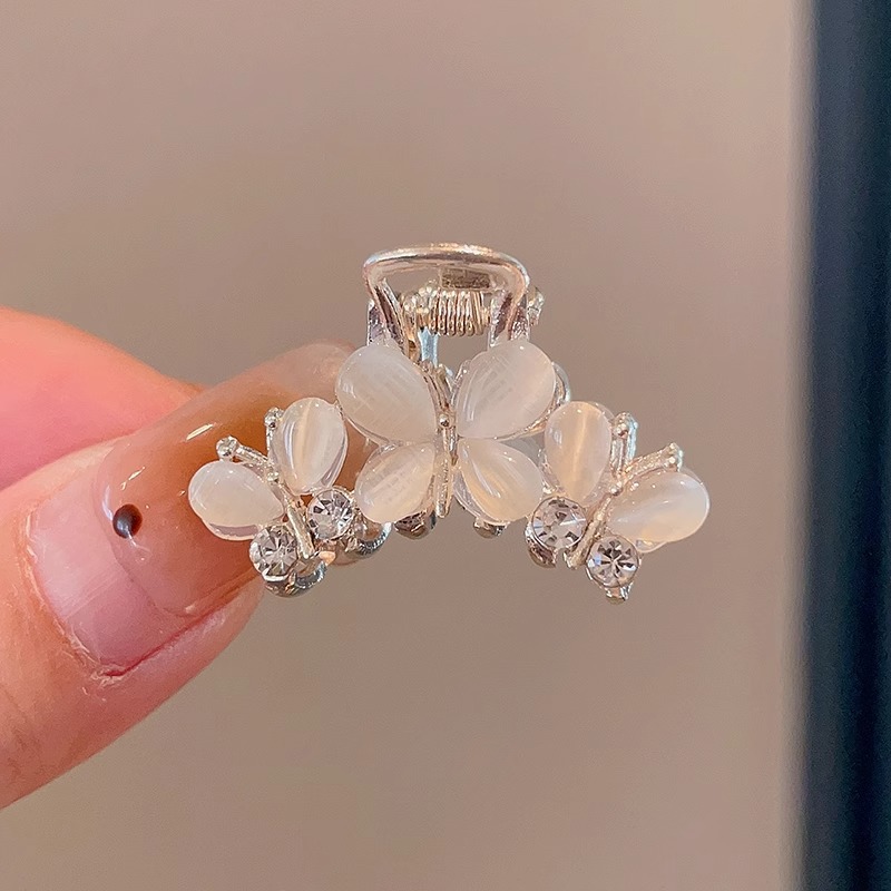 Oreja de conejo pequeño clip de las mujeres de alto grado Perla Rhinestone horquilla accesorios para el cabello Cabeza trasera medio lazo de pelo clip de tiburón horquilla