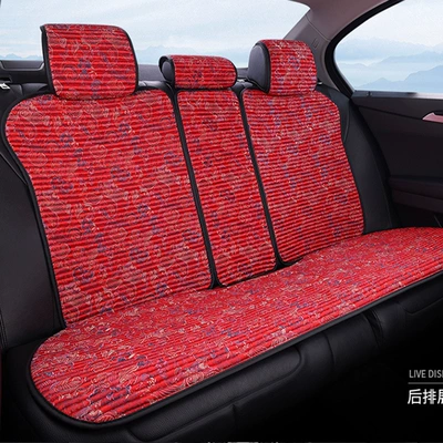 Seat cushion, seat cover | All Seasons, Linen Seat Cushion - passion-red-embroidered-rear-3-backrests-rear-bench-seat-large-version
