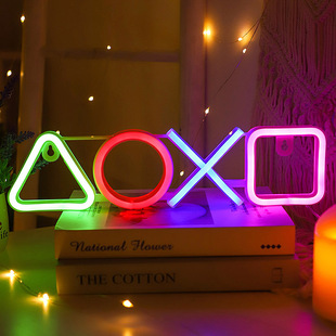 Cross-Border Ins New Led Neon Sign Logo Ps4 Symbol Modeling Light Game Room Atmosphere Decorative Light