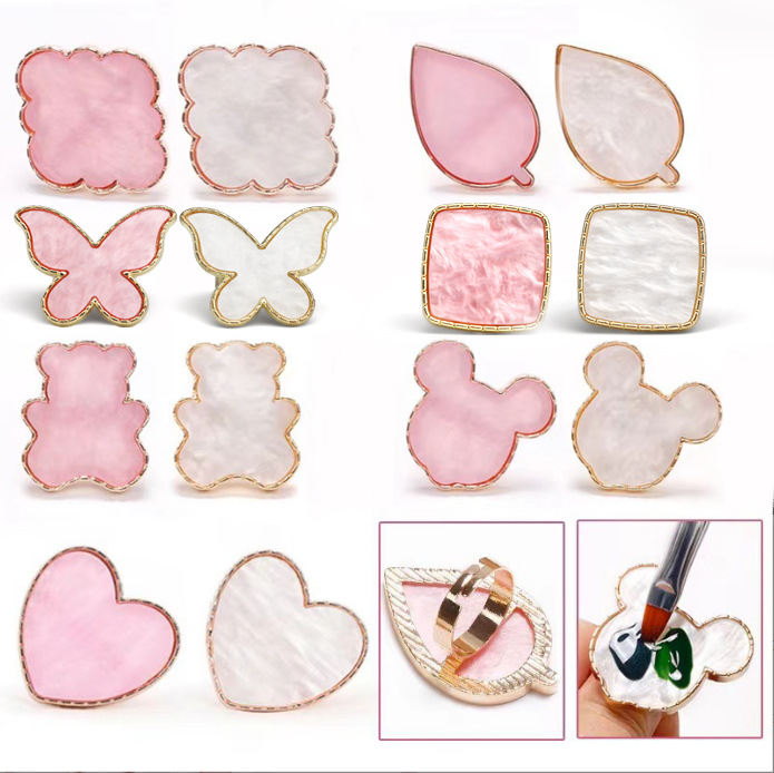 Transfronteriza nueva paleta de anillos de uñas paleta de teñido de limpieza fácil paleta de anillo ajustable de diseño de boca abierta