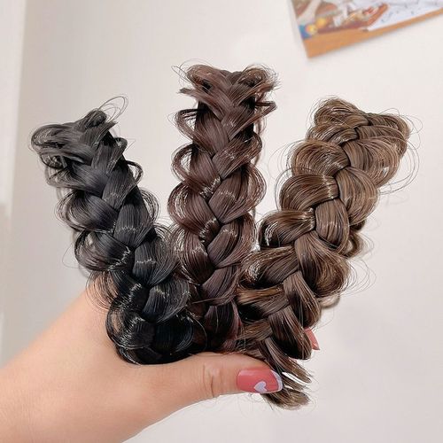 High skull braided headband  Internet celebrity new lazy wig hairpin handmade fishbone braided headband for women