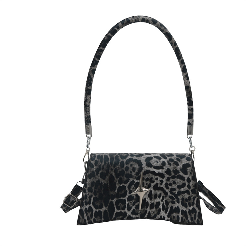 2025 primavera leopardo nuevo bolso de mujer bolso pequeño bolso de brazo estilo coreano bolso de hombro temperamento retrógrado bolso inclinado