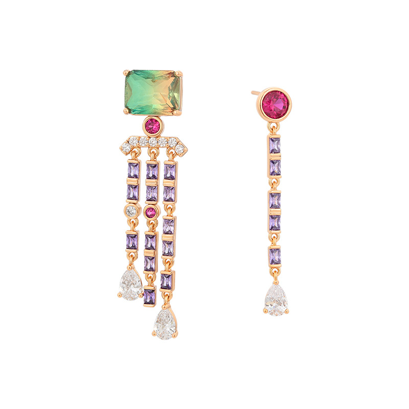 Xuping serie de cobre chapado 18k nicho de color aretes geométricos cuadrados bordes personales aretes al por mayor mujeres