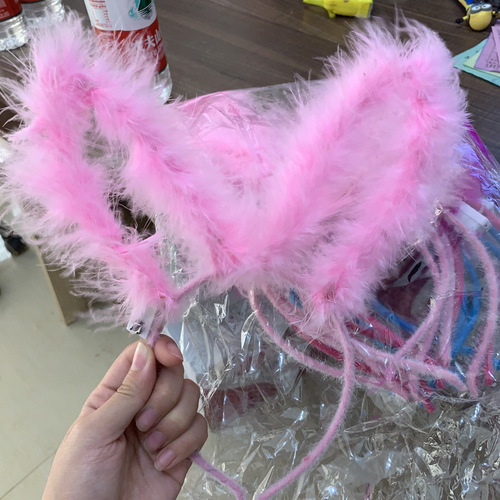Street stall night market toy luminous headband hair accessories Yiwu feather rabbit ears headband plush headband push hair clip