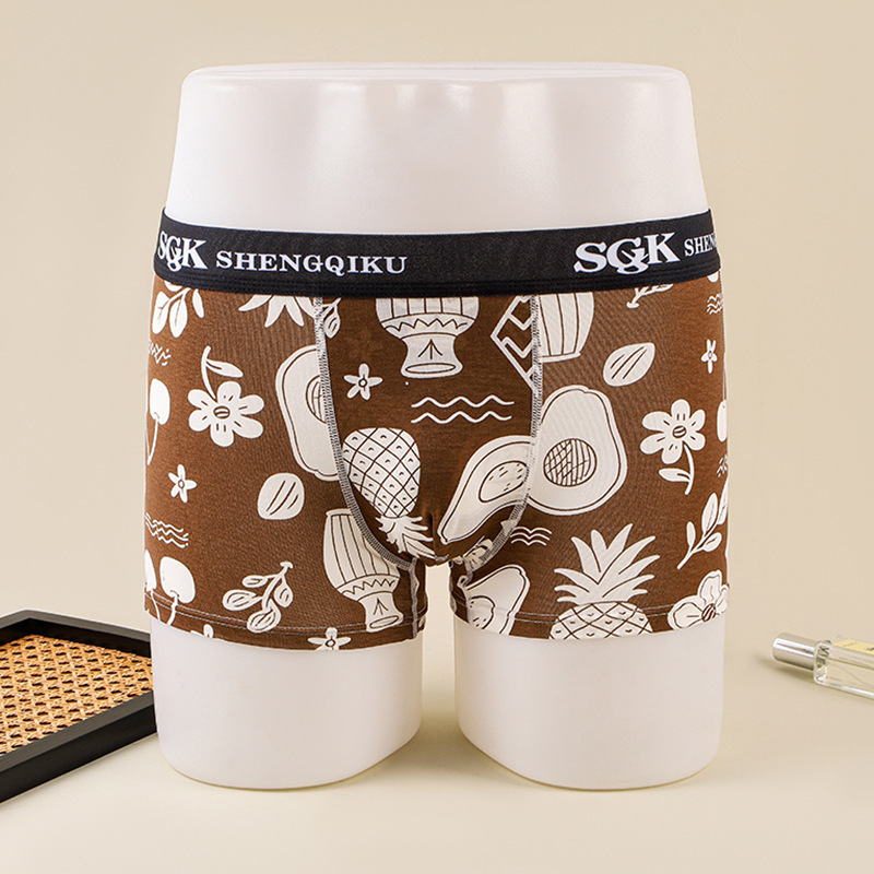 2025 New Summer Men's Boxer Briefs, Breathable, Comfortable, Simple, Casual and Non-Sensory Wearing Printed Men's Underwear