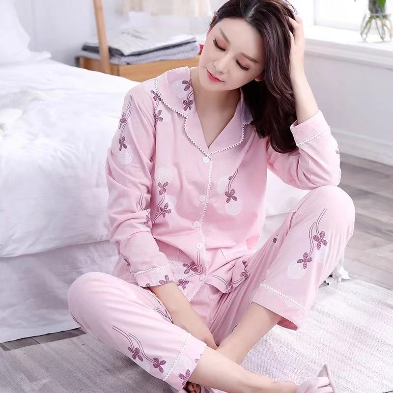 Pijamas para mujer Primavera Otoño Invierno 100% algodón de manga larga Otoño de mediana edad más tamaño madre desgaste del hogar traje