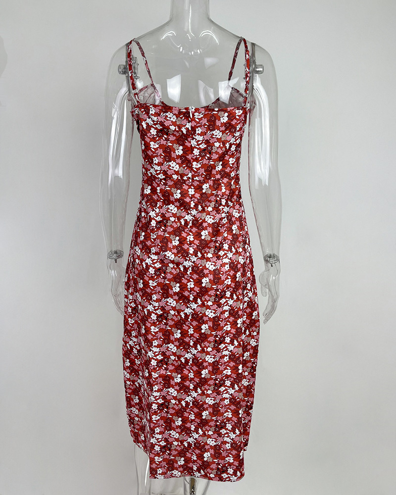 175g Weight Midi Dress Dress Length Type Sleeveless Sleeve Length Slit Dress Dresses Type Polyester Fabric Type High Waist Waist Line Holiday, Daily Occasion Strap Neckline Slim Fit Type Ditsy Floral Pattern Summer Season Women's Gender Printing Design Casual, Elegant Style Wholesale Women's Casual Elegant Printing Ditsy Floral Holiday Daily Strap Sleeveless Slit Dress 10