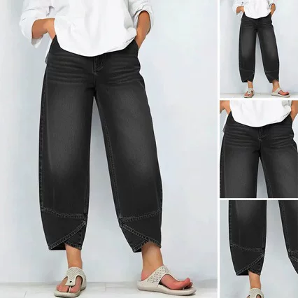 2026 European and American Cross-Border Amazon Women's Casual Loose Wide-Leg Denim Pants
