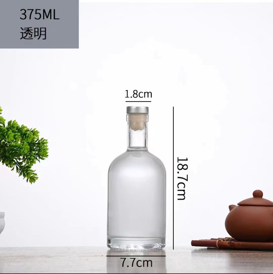 Stock 50ml 100ml 375ml botellas de vodka botellas de vidrio transparente botellas de licor botellas de medicina