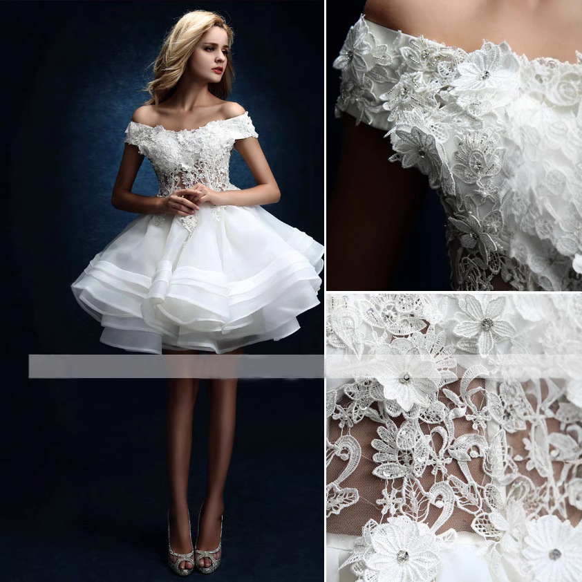 Wholesale One-Shoulder Cut Out Dress 2025 New White Bridesmaid Dress Bride Wedding Short Toast Dress Dinner Party