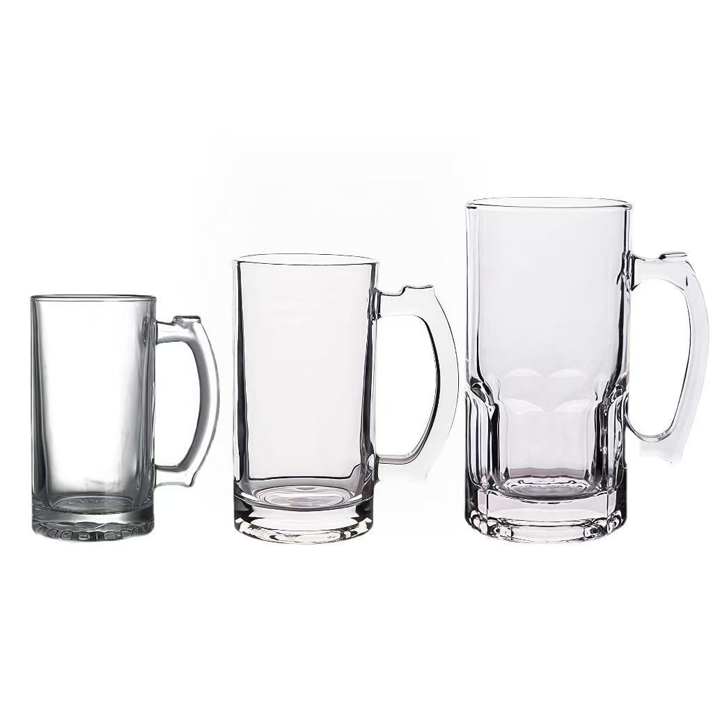 Taza de cerveza gruesa, taza de cerveza de gran capacidad, taza de cerveza, taza de bebida, taza de vidrio, logotipo imprimible comercial