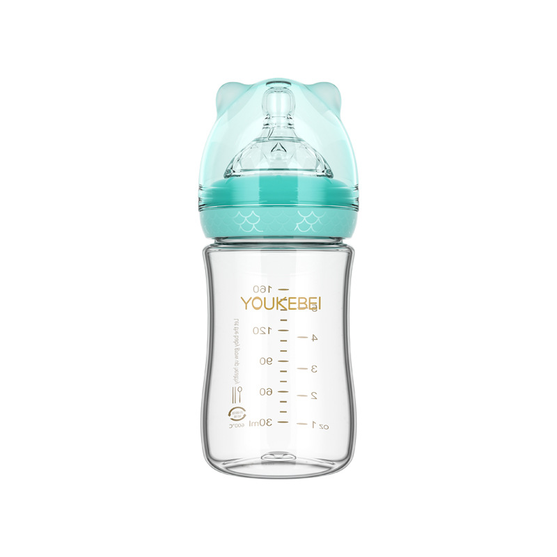Biberón de Vidrio de Borosilicato para Recién Nacido de 0 a 6 Meses Antiflatulencia