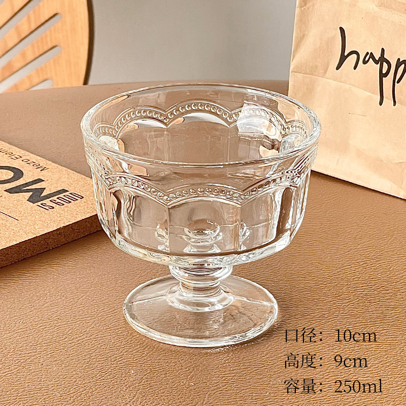 ins简约玻璃甜品碗酸奶杯高脚雪糕碗杯冰淇淋杯子冰激凌杯酸奶杯|undefined