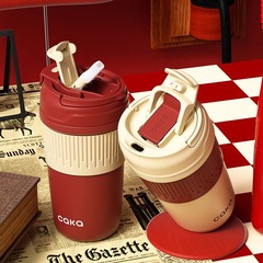 CAKA茶カード保温カップ陶磁器内胆ビジネスオフィスコーヒーカップ学生学校専用ダブルドリンク保温カップ