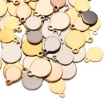 金色葫芦形圆片吊坠diy手链项链耳环挂件  不锈钢LOGO牌饰品配件